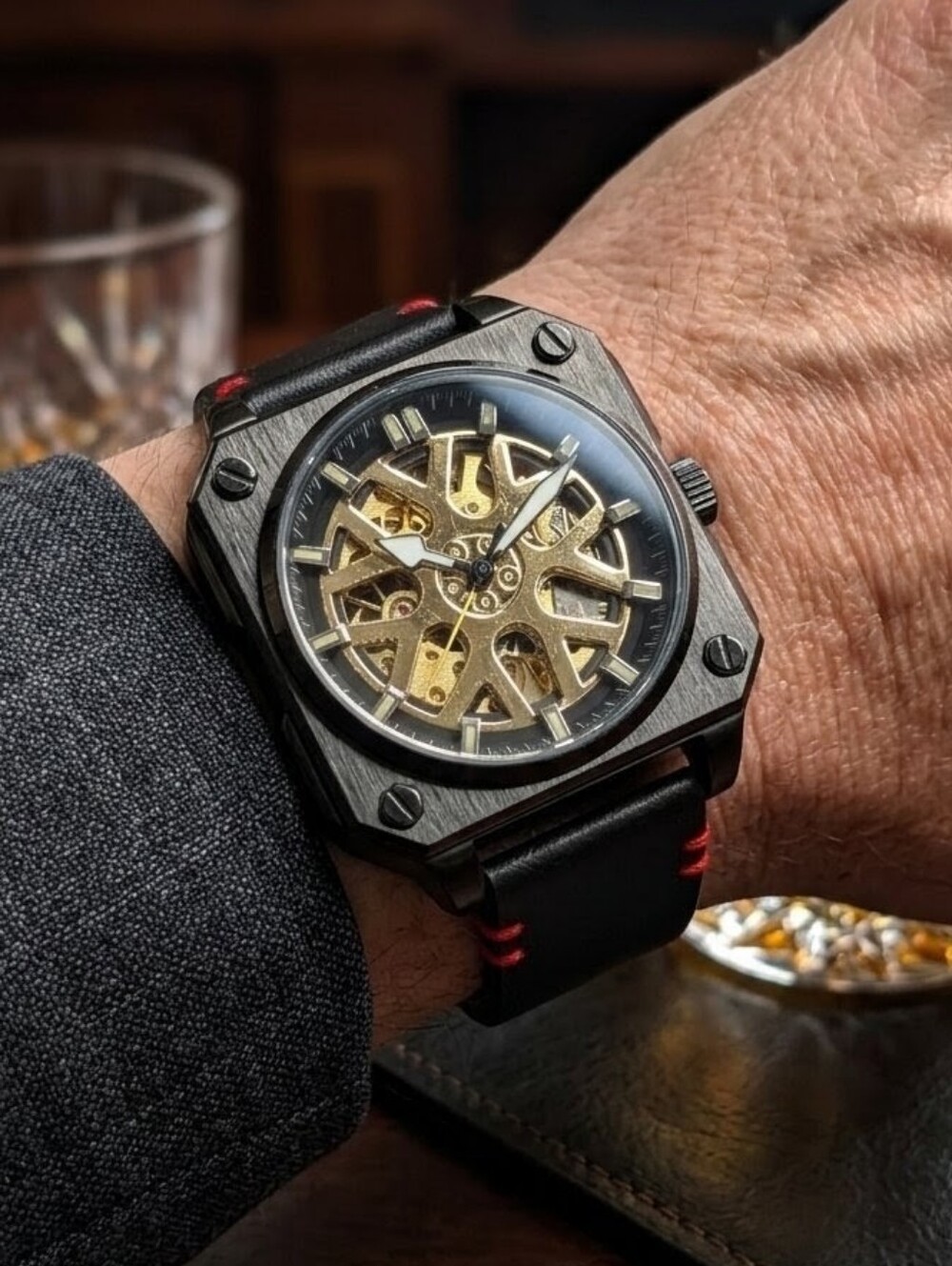 Genoa Automatic Mechanical Watch Stainless Steel & Leather